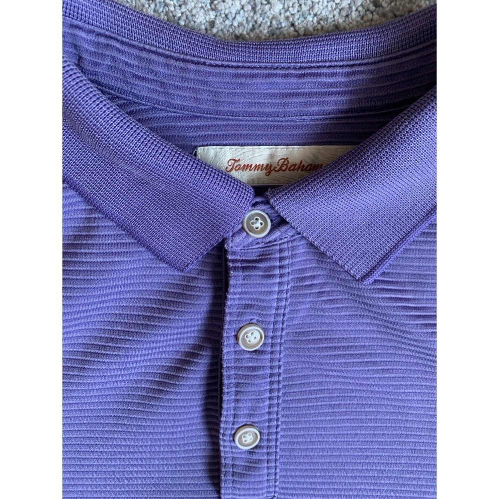 TOMMY BAHAMA‎ Mens Polo Shirt Ribbed Golf Modal Polyester Purple LARGE